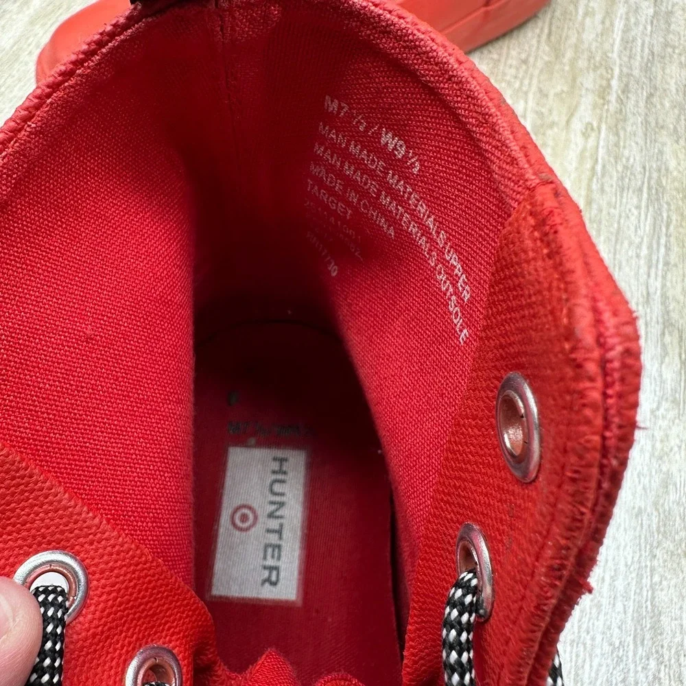 Hunter for Target Canvas Dipped RED Ankle Rain Boots Men‎ 7.5 Women 9.5 NICE